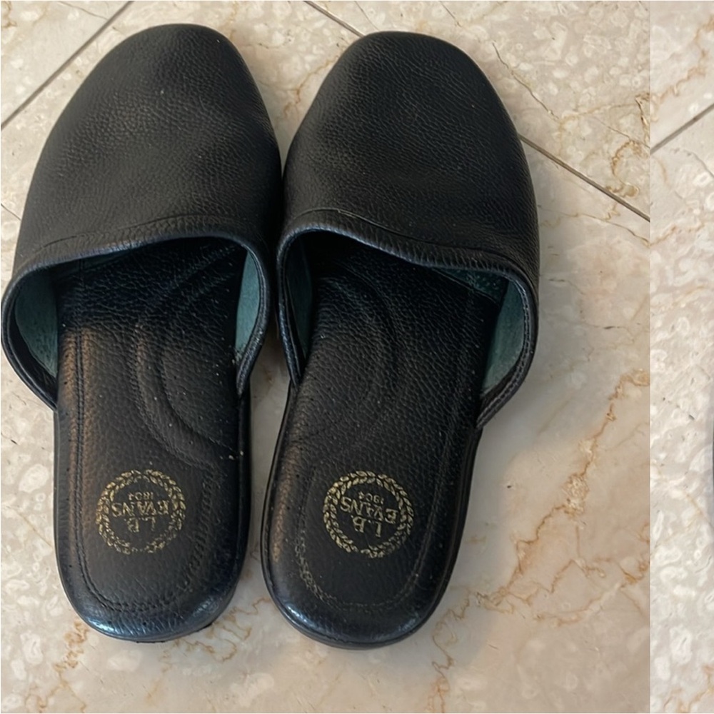 Black Leather Slip-On Shoes